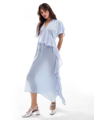 Robe mi-longue satinée et asymétrique à volants - clair - Asos Design - Modalova