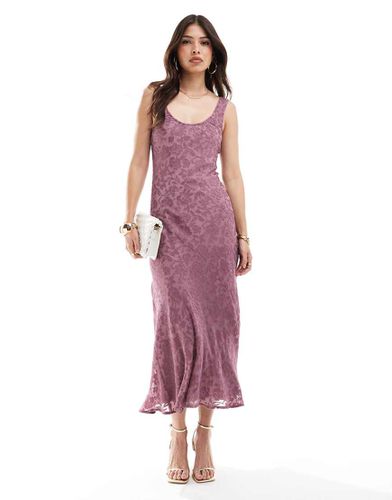 Robe nuisette mi-longue en mousseline à motif dévoré et encolure dégagée - Rose nostalgique - Asos Design - Modalova