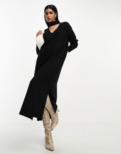 Robe pull mi-longue ultra-douce à manches longues et effet collier ras de cou - Asos Design - Modalova