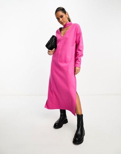 Robe pull mi-longue en maille ultra douce avec manches longues et détail ras de cou - vif - Asos Design - Modalova