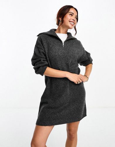 Robe pull courte en maille à col zippé - Anthracite - Asos Design - Modalova