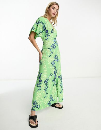 Robe rétro à imprimé fleuri avec manches longues et coutures apparentes - Vert - Asos Design - Modalova