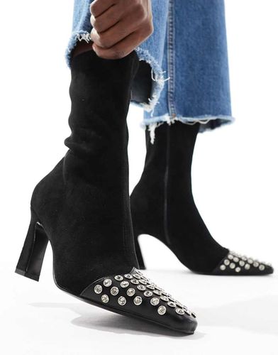 Rosie - Bottes souples à talon mi-haut et bout clouté - Noir - Asos Design - Modalova