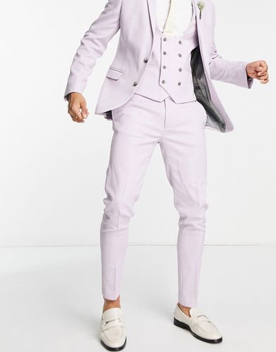 Wedding - Pantalon de costume ultra ajusté en tissu micro-texturé - Lavande givrée - Asos Design - Modalova