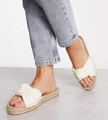 Wide Fit - Jade - Mules style espadrilles avec naud - Naturel - Asos Design - Modalova