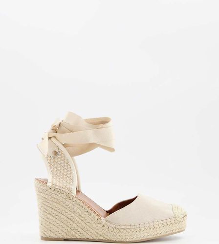 Wide Fit - Tori - Espadrilles compensées nouées à la cheville - Naturel - ASOS DESIGN - Modalova