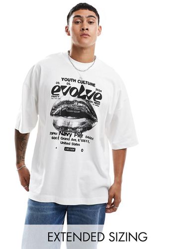T-shirt ultra oversize avec imprimé lèvres et texte - Asos Design - Modalova