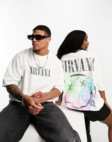 T-shirt unisexe oversize à imprimé Nirvana - Blanc cassé - Asos Design - Modalova