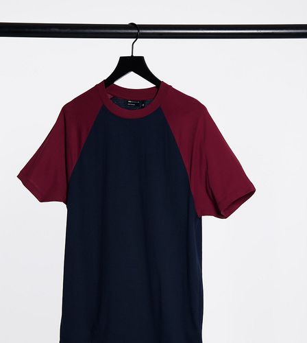 T-shirt à manches raglan contrastées - Bleu marine et bordeaux - Asos Design - Modalova