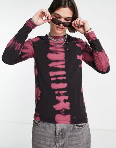 T-shirt ajusté à manches longues et effet tie-dye vertical - Asos Design - Modalova