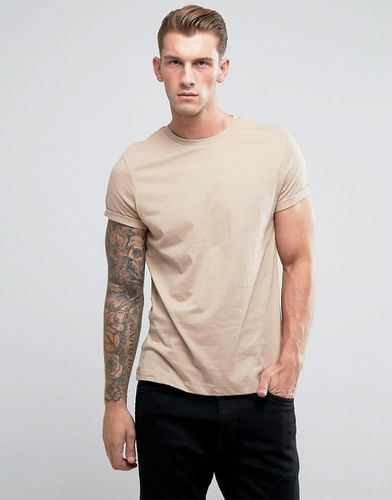 T-shirt avec col ras du cou et manches retroussées - Asos Design - Modalova