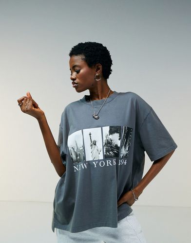 T-shirt boyfriend à imprimé graphique New York 1994 - Anthracite délavé - Asos Design - Modalova