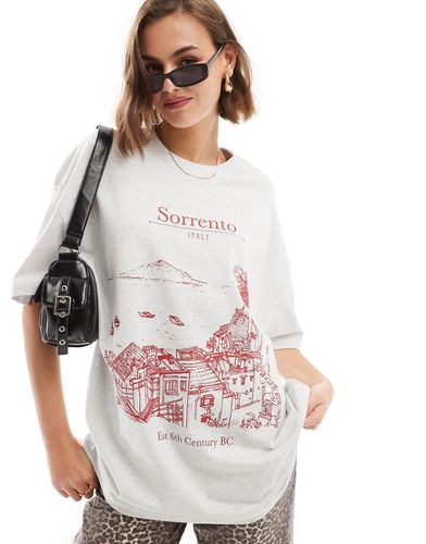 T-shirt boyfriend épais avec motif Sorrento - Glace chiné - Asos Design - Modalova