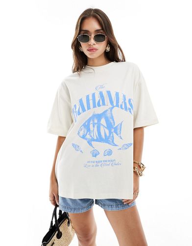 T-shirt coupe boyfriend à imprimé Bahamas - Crème - Asos Design - Modalova