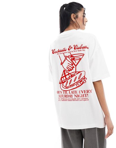 T-shirt coupe boyfriend à inscription Cocktails & Ciabatta » - Asos Design - Modalova
