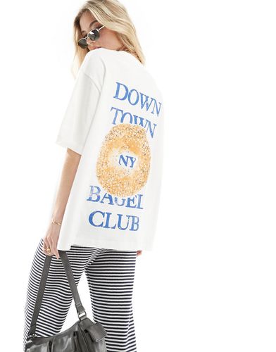 T-shirt coupe boyfriend avec imprimé graphique New York Bagel Club - Asos Design - Modalova