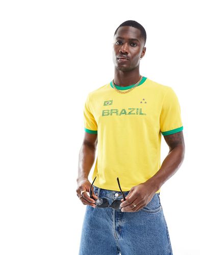 T-shirt coupe carrée à bords contrastants et imprimé Brazil sur la poitrine - Asos Design - Modalova