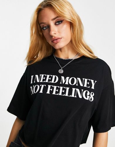 T-shirt crop top à imprimé I Need Money Not Feelings - Asos Design - Modalova