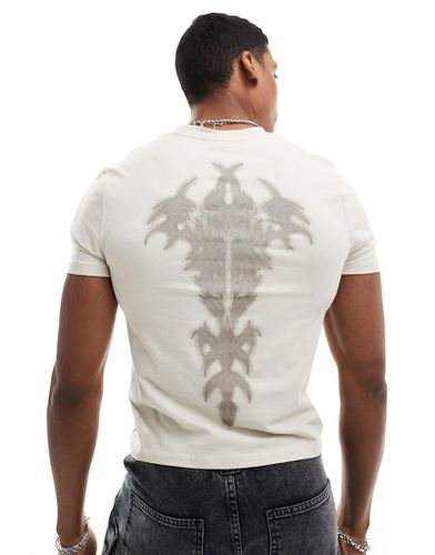 T-shirt crop top moulant avec imprimé grunge au dos - Beige - Asos Design - Modalova