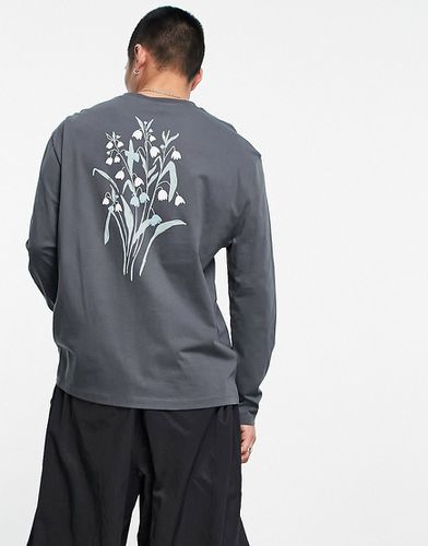T-shirt décontracté à manches longues en coton avec imprimé fleurs au dos - Anthracite - Asos Design - Modalova