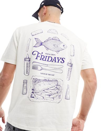 T-shirt décontracté avec imprimé Fish & Chips au dos - cassé - Asos Design - Modalova