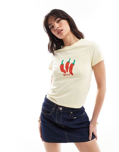 T-shirt effet rétréci avec appliqués piments et inscription Spicy » - Asos Design - Modalova