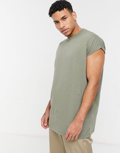 T-shirt long oversize avec manches retroussées - Kaki délavé - Asos Design - Modalova