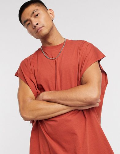 T-shirt long léger sans manches ultra oversize - Rouge brûlé - Asos Design - Modalova