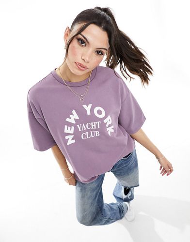 T-shirt molletonné oversize à imprimé New York Yacht Club graphique - délavé - Asos Design - Modalova