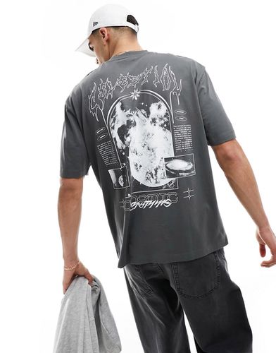 T-shirt oversize à imprimé céleste au dos - Anthracite - Asos Design - Modalova