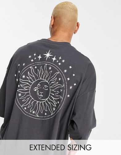 T-shirt oversize à imprimé céleste au dos - Gris foncé - Asos Design - Modalova