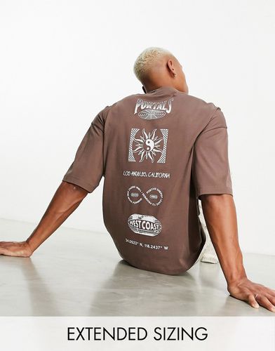 T-shirt oversize à imprimé céleste sur la poitrine et au dos - Marron - Asos Design - Modalova