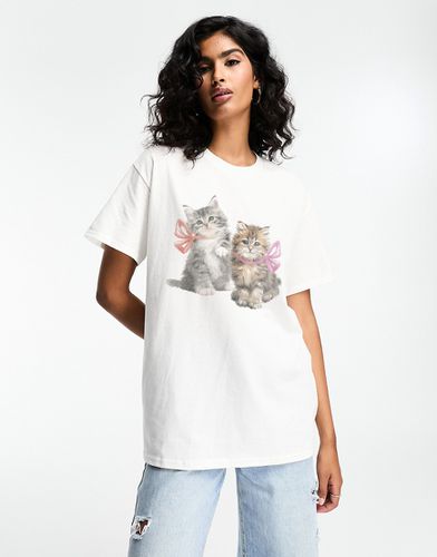 T-shirt oversize à imprimé chats avec naud - Asos Design - Modalova