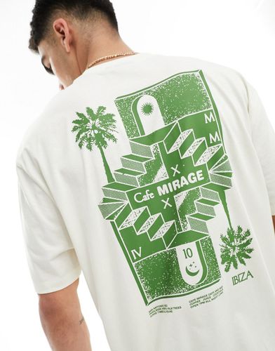 T-shirt oversize à imprimé abstrait au dos - Blanc cassé - Asos Design - Modalova