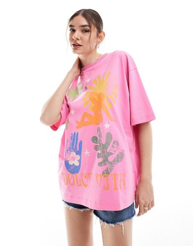 T-shirt oversize à imprimé artistique Dolce Vita » - vif - Asos Design - Modalova