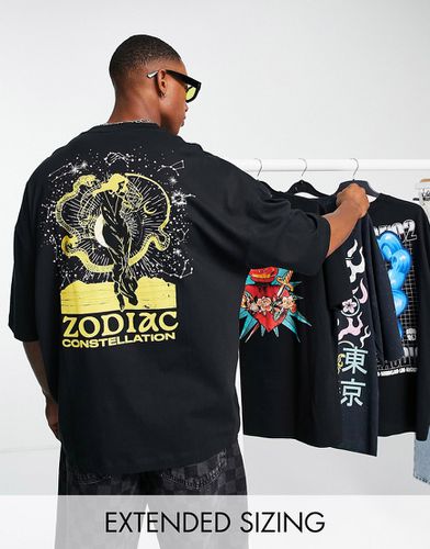 T-shirt oversize à imprimé signes du zodiaque au dos - Asos Design - Modalova