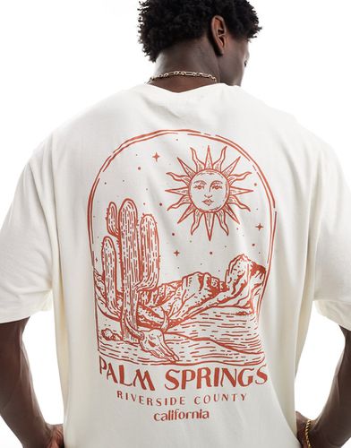 T-shirt oversize à imprimé Palm Springs au dos - Beige - Asos Design - Modalova