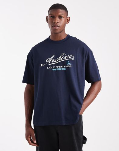 T-shirt oversize  inscription - Bleu marine - Asos Design - Modalova