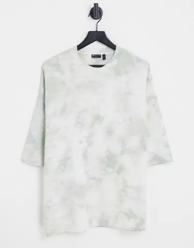 T-shirt oversize à rayures texturées - Noir et blanc délavé - Asos Design - Modalova