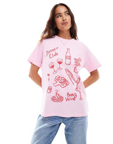 T-shirt oversize avec motif nourriture et Dinner club - Asos Design - Modalova