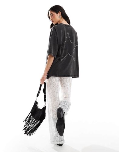 T-shirt oversize avec étoile cloutée - Anthracite délavé - Asos Design - Modalova