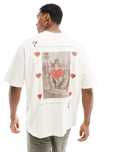 T-shirt oversize avec imprimé carte de jeux au dos - Blanc cassé - Asos Design - Modalova