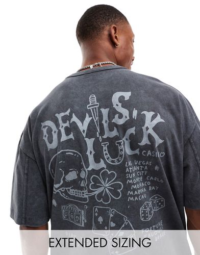 T-shirt oversize avec imprimé grunge au dos - Noir délavé - Asos Design - Modalova