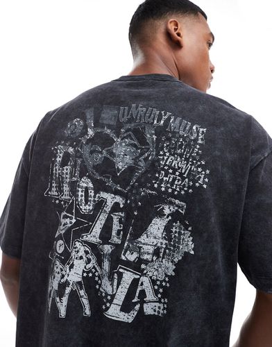 T-shirt oversize avec imprimé graphique grunge délavé au dos - délavé - Asos Design - Modalova