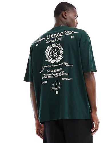T-shirt oversize avec imprimé devant et au dos - foncé - Asos Design - Modalova