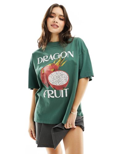 T-shirt oversize avec imprimé Dragon Fruit - foncé - Asos Design - Modalova
