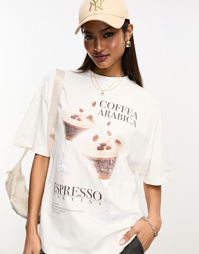 T-shirt oversize avec imprimé Espresso Martini » - Crème - Asos Design - Modalova