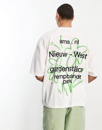 T-shirt oversize avec imprimé fleur esquissé au dos - Asos Design - Modalova