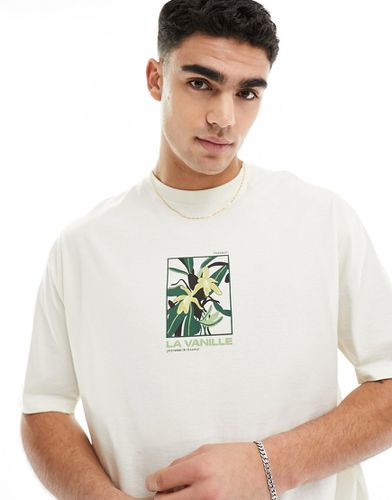 T-shirt oversize avec imprimé fleuri à l'avant - Blanc cassé - Asos Design - Modalova