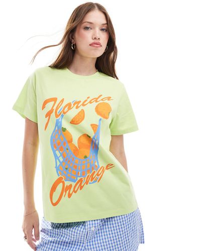 T-shirt oversize avec imprimé Florida et orange - Vert - Asos Design - Modalova